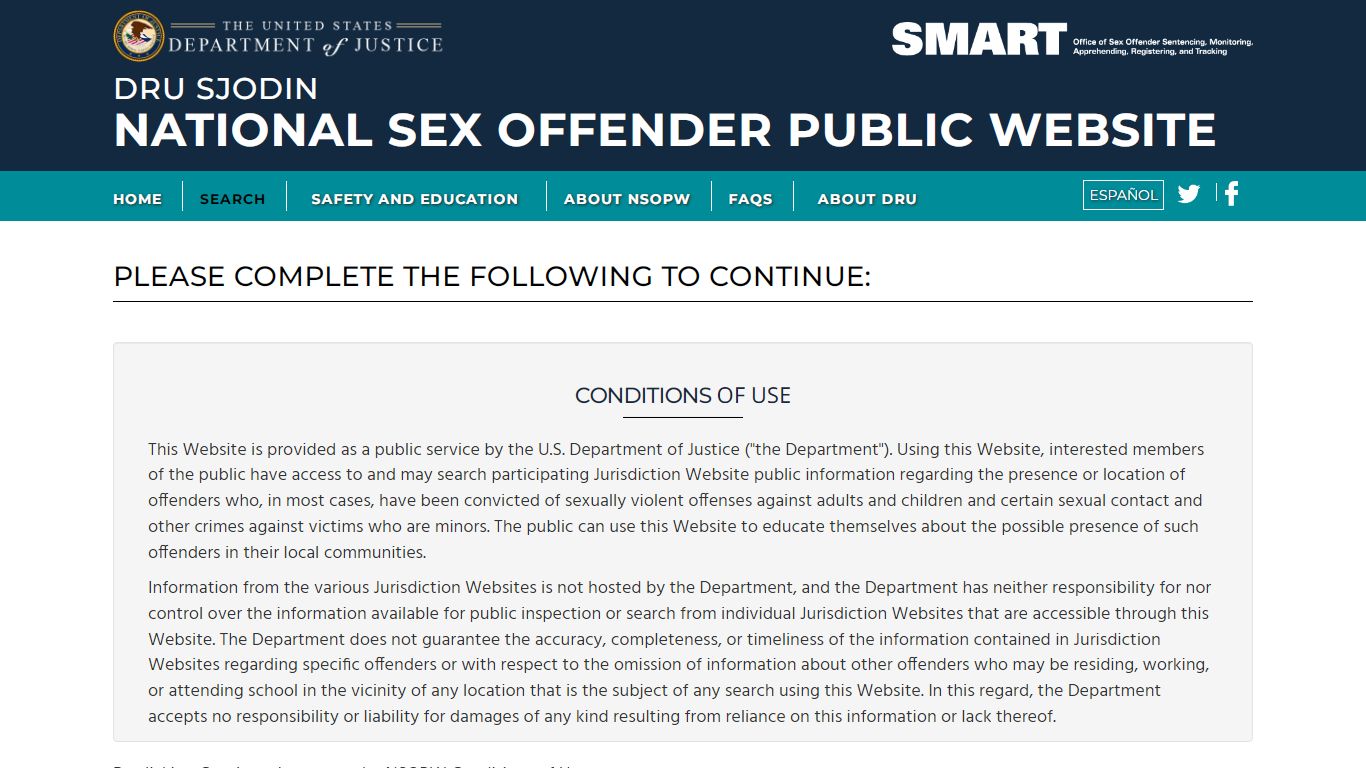 Verification - The Dru Sjodin National Sex Offender Public Website